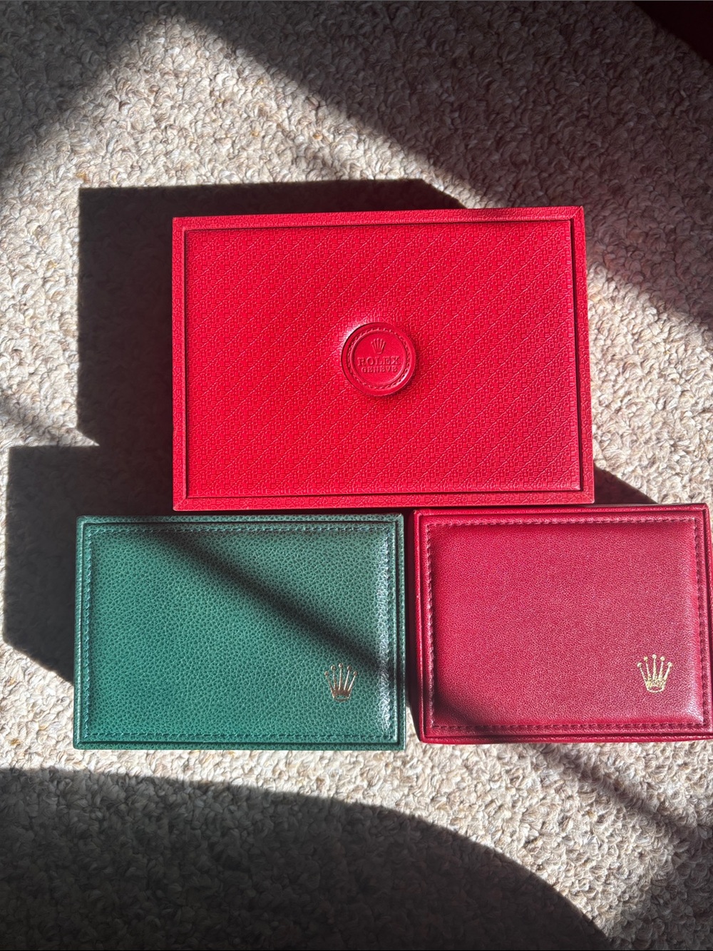 Rolex Red and Green Leather boxes
